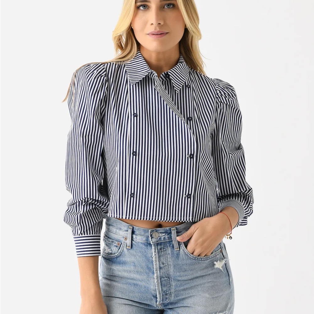 Hunter Bell Annette Striped Navy and White Women's Top